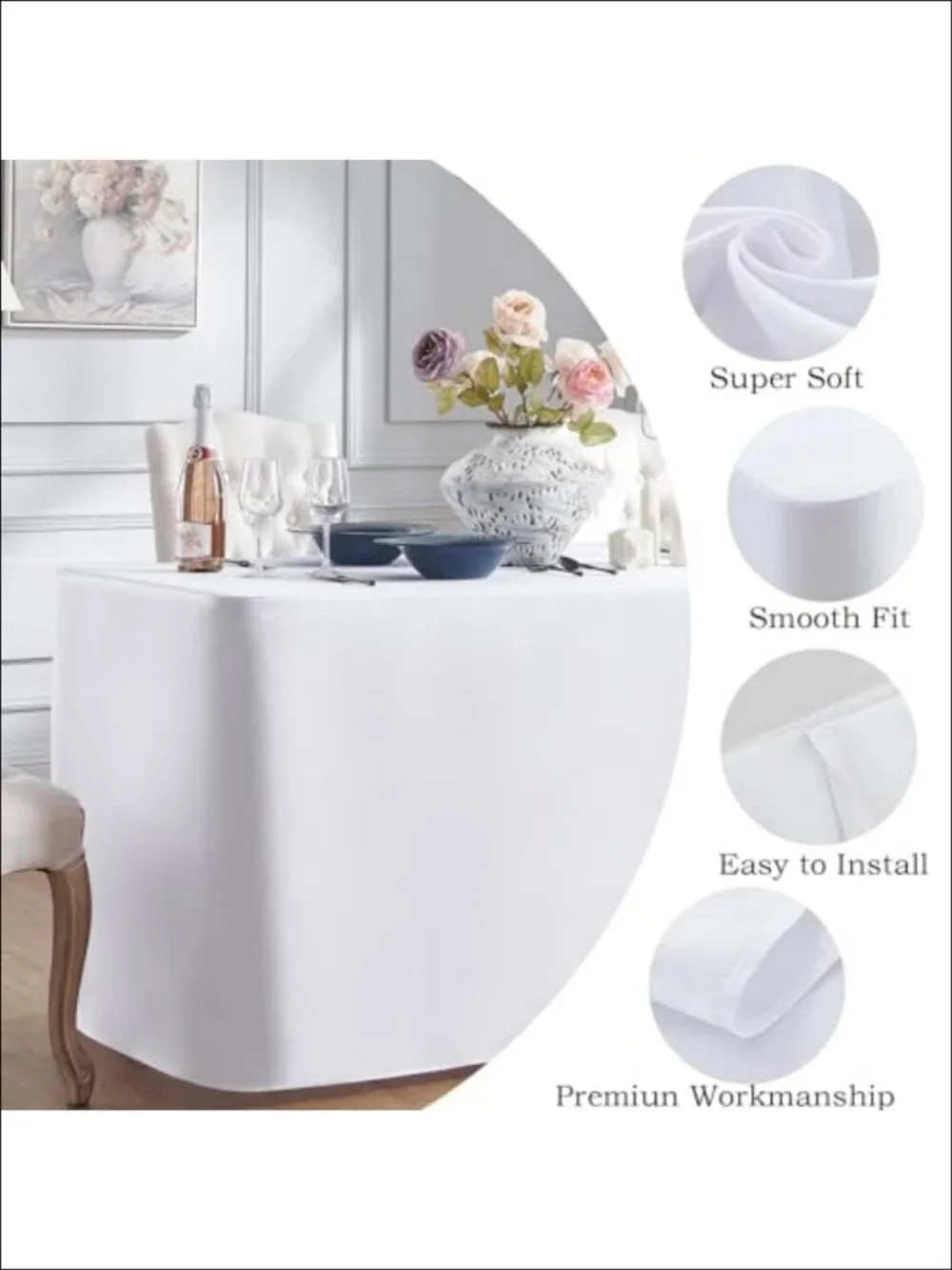 2 Pack Fitted Tablecloth for 6 Foot Rectangle Tables Waterproof Polyester Table